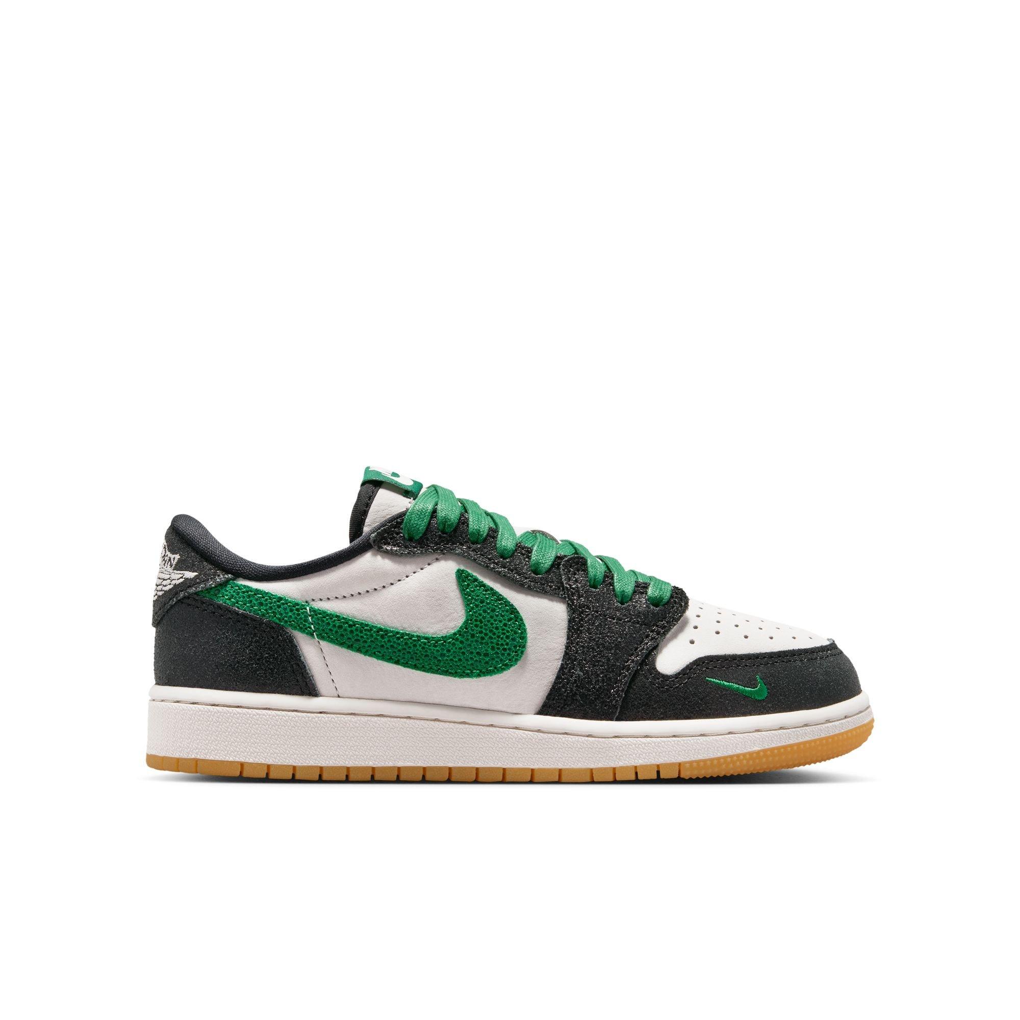 Jordan 1 Retro Low OG "Pine Green" Grade School Kids' Shoe - PHANTOM/PINE GREEN/BLACK